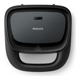 Τοστιέρα σάντουιτς Philips HD2331/90 Series 3000, 750 W, Για έως 2 φέτες/4 τριγωνικά σάντουιτς, Αντικολλητικές πλάκες αλουμινίου, Μαύρο