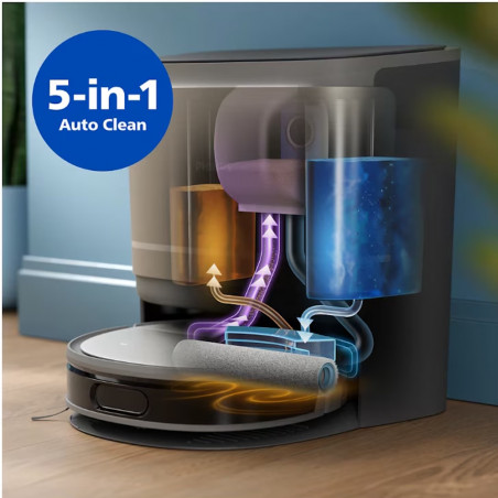 Ηλεκτρική σκούπα ρομπότ Philips 9000 Series XU9100/10, 6500 mAh, 8000 Pa, WiFi, LiDAR, PowerCyclone, EPA 11, Dry/Mokro Cleaner, Bronze/Golden.