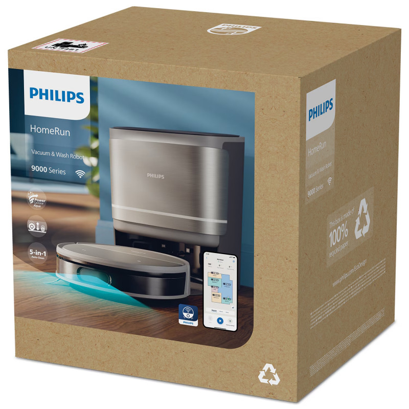 Ηλεκτρική σκούπα ρομπότ Philips 9000 Series XU9100/10, 6500 mAh, 8000 Pa, WiFi, LiDAR, PowerCyclone, EPA 11, Dry/Mokro Cleaner, Bronze/Golden.