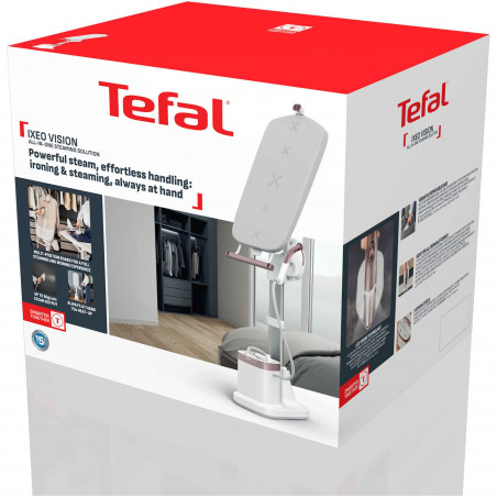 Σίδερο ατμού Tefal Ixeo Vision QT1811E0, 2170W, 3 επίπεδα ισχύος, 1,2 l, 200 g/min, LED οπίσθιος φωτισμός, Ανανέωση και απολύμανση, Αυτόματη απενεργοποίηση, Λευκό