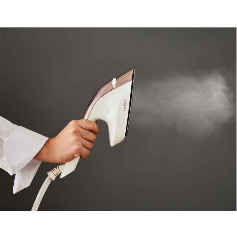 Σίδερο ατμού Tefal Ixeo Vision QT1811E0, 2170W, 3 επίπεδα ισχύος, 1,2 l, 200 g/min, LED οπίσθιος φωτισμός, Ανανέωση και απολύμανση, Αυτόματη απενεργοποίηση, Λευκό