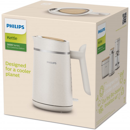 Ηλεκτρικός βραστήρας Philips HD9365/10 Conscious collection, 2200 W, 1,7 l, Αυτόματη απενεργοποίηση, Φίλτρο κατά των αλάτων, Ματ λευκό