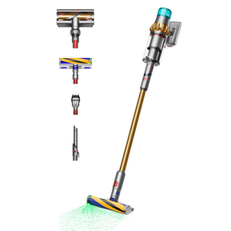 Σκούπα όρθια Dyson V15 Detect Absole 447000-01, 660W, 0.76 l, 60 λεπτά αυτονομία, Αισθητήρες, 3 λειτουργίες, LCD, Γκρι/χρυσό