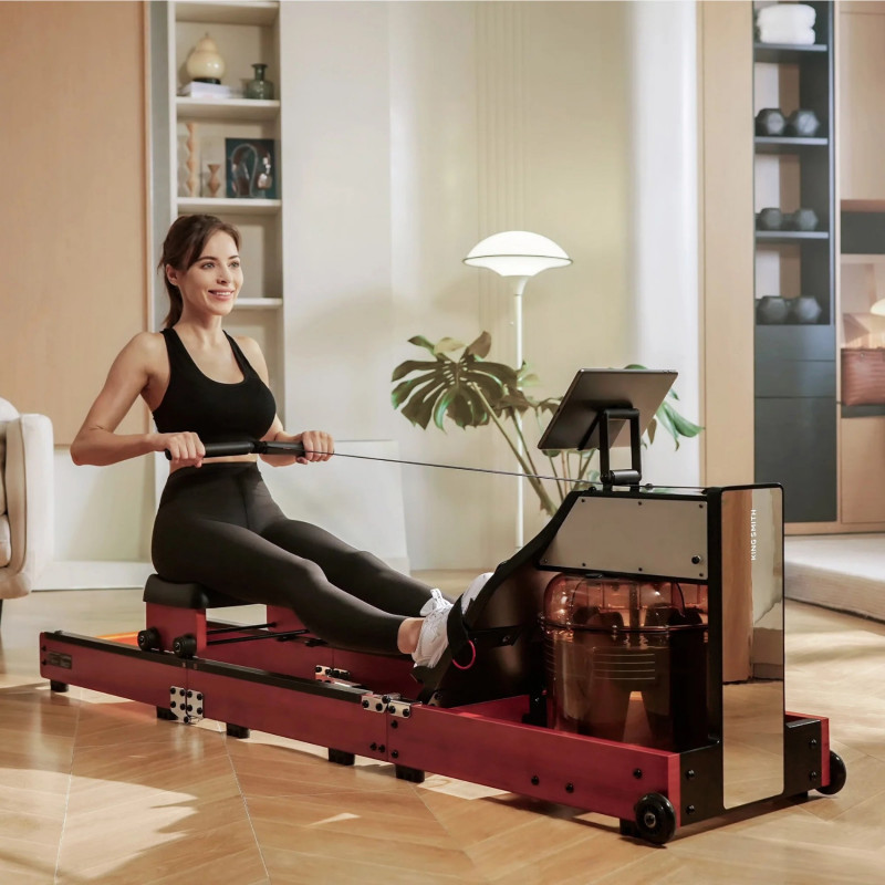 Xiaomi KingSmith WM10 κωπηλατικό μηχάνημα με νερό και μαγνητική αντίσταση, 500N, ράγα 117 cm, 5/32 μοίρες, 15/25 l, πτυσσόμενο, μαύρο/καφέ