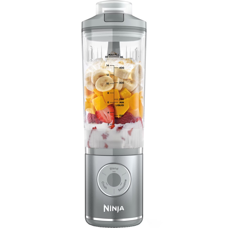 Φορητό μπλέντερ Ninja Blast Max BC251EUSL, 14.4W, 11.1V, 570 ml, 19000 RPM, θρυμματισμός πάγου, έως 25 κύκλοι, BPA Free, ασημί