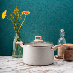 Κατσαρόλα Voltz Nice OV54418E28, 28x11,5 cm, 6,8 l, Μαρμάρινη επίστρωση, Επαγωγική, Κρεμα