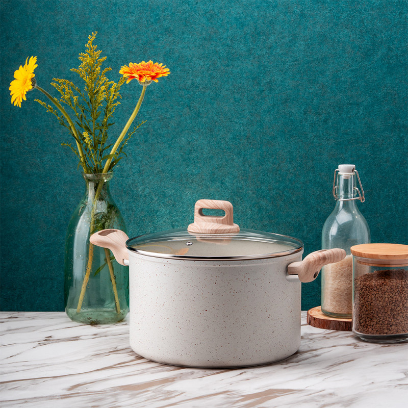 Κατσαρόλα Voltz Nice OV54418E28, 28x11,5 cm, 6,8 l, Μαρμάρινη επίστρωση, Επαγωγική, Κρεμα