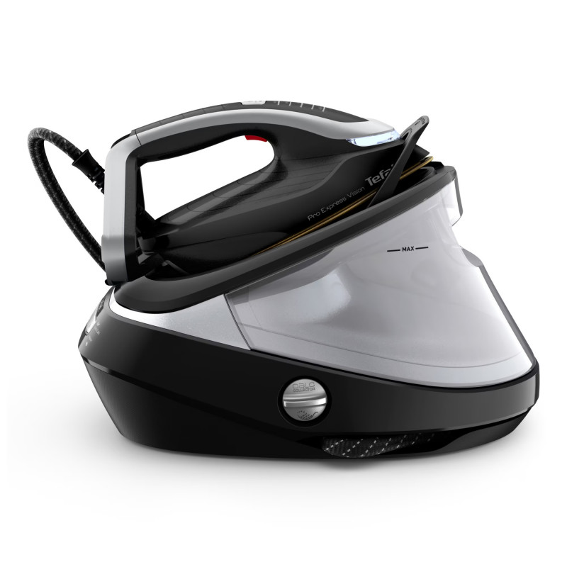 Ατμοσίδερο Tefal Pro Express Vision GV9821E0, 3000 W, 9 bar, 1,2 l, 800 g/min, Smart Steam, Σύστημα κατά της στάγδην και του ασβεστίου, Κάθετο σιδέρωμα, Μαύρο/γκρι