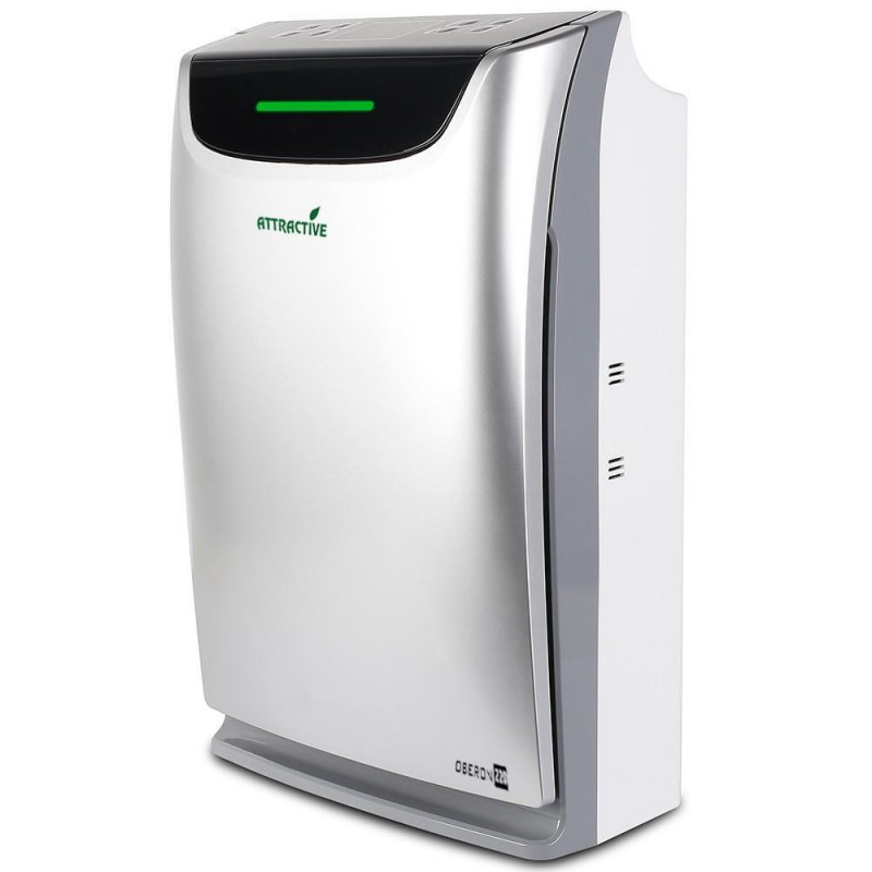 Καθαριστής και υγραντήρας αέρα Oberon 220 HYBRID, 65W, Έως 40 m2, 220 m3/h, 3 ταχύτητες, Ιονιστής, Ενδείξεις αέρα, Χρονοδιακόπτης, Νυχτερινή και αυτόματη λειτουργία, Ασημί