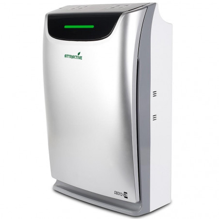 Καθαριστής και υγραντήρας αέρα Oberon 220 HYBRID, 65W, Έως 40 m2, 220 m3/h, 3 ταχύτητες, Ιονιστής, Ενδείξεις αέρα, Χρονοδιακόπτης, Νυχτερινή και αυτόματη λειτουργία, Ασημί