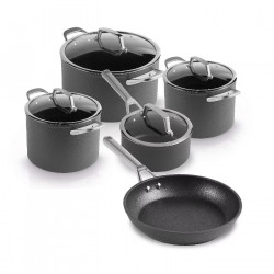 Σετ κατσαρόλες και τηγάνια Ninja Zerostick Premium C35005DE, 9 τεμάχια, Αντικολλητική τεχνολογία, Έως 260C, Επαγωγική εστία, Μαύρο