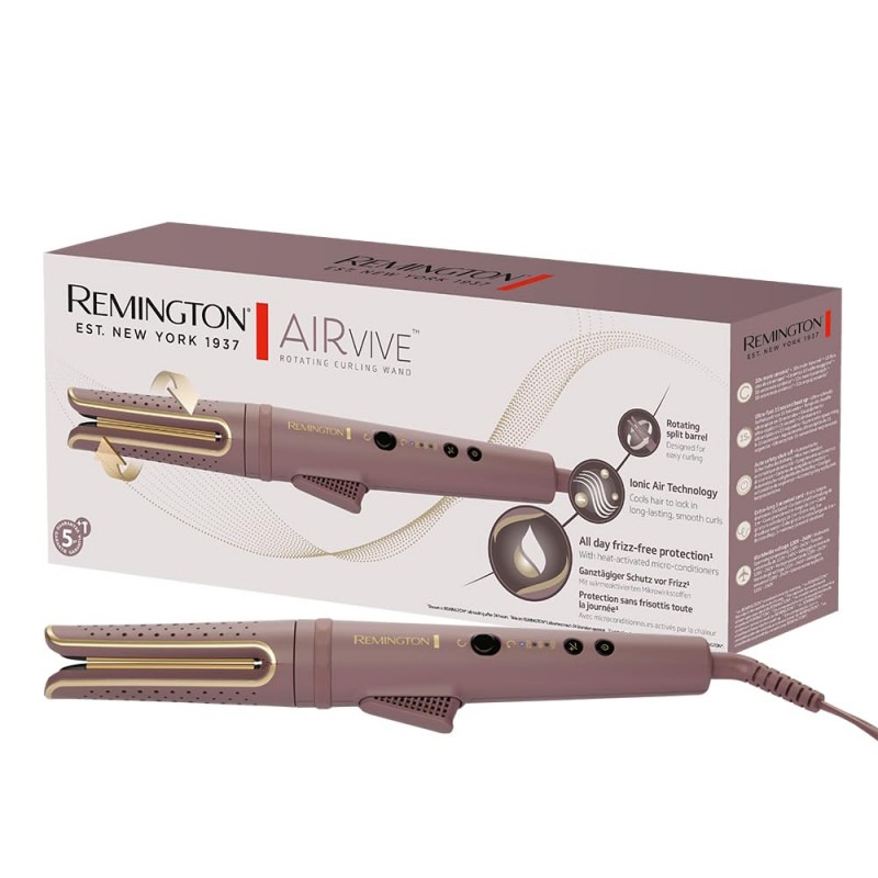 Σίδερο μαλλιών Remington CI8930 AIRvive™, 25 W, 3 ρυθμίσεις έως 210C, Κεραμική επίστρωση, Ionic Air, Μωβ/Χρυσό