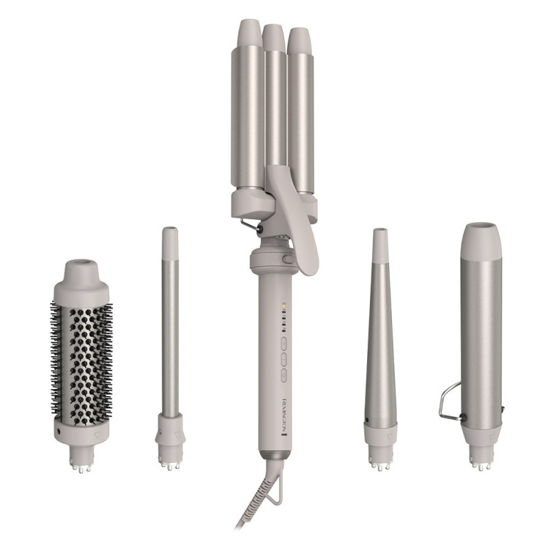 Συσκευή για το styling των μαλλιών 5 σε 1 Remington CI41MS5 Trendology, 92 W, 5 ρυθμίσεις έως 210C, Κεραμική επίστρωση, Ionic Air, Οθόνη LED, Μωβ/Χρυσό,