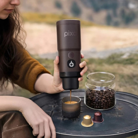 Φορητή μηχανή εσπρέσο Wacaco Pixapresso, 20 bar, 210 ml, για αλεσμένο καφέ και κάψουλες, 9000 mAh, Καφέ