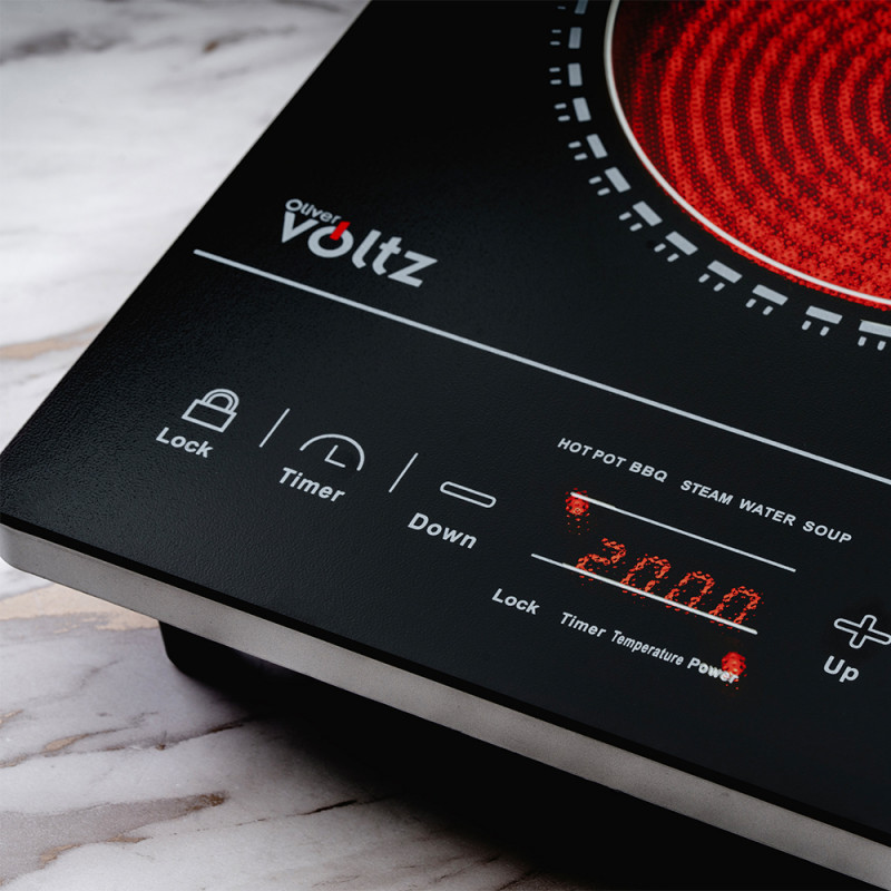 Oliver Voltz OV51445M, 2000W, οθόνη LED, 5 προγράμματα, μαύρο.