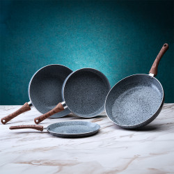 Oliver Voltz Siena wok OV51320J26H, 26 cm, Βαθύ, Μαρμάρινη επίστρωση, Επαγωγή, Χωρίς PFOA, Ανοιχτό γκρι