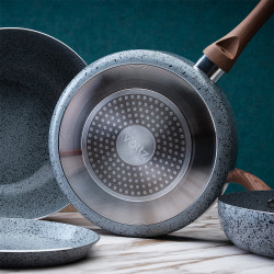 Τηγάνι Oliver Voltz Siena OV51319J24, 24 cm, επικάλυψη μάρμαρο, επαγωγικό, γκρι