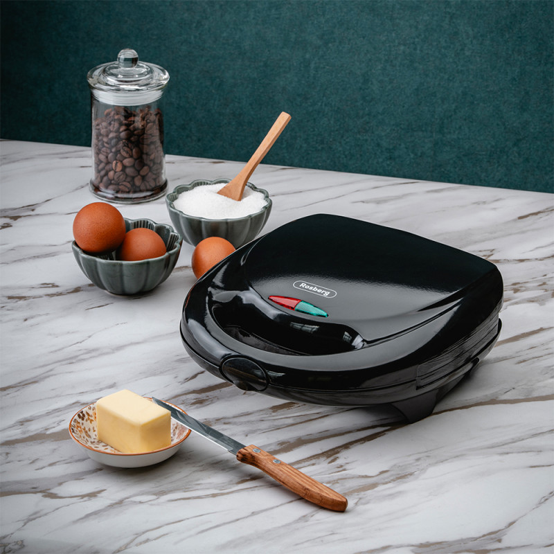 Συσκευή για Cookies σε Μορφή Καρυδιών Rosberg R51442D, 800W, Ψήνει έως 12 cookies, Αντικολλητικές πλάκες, Μαύρο