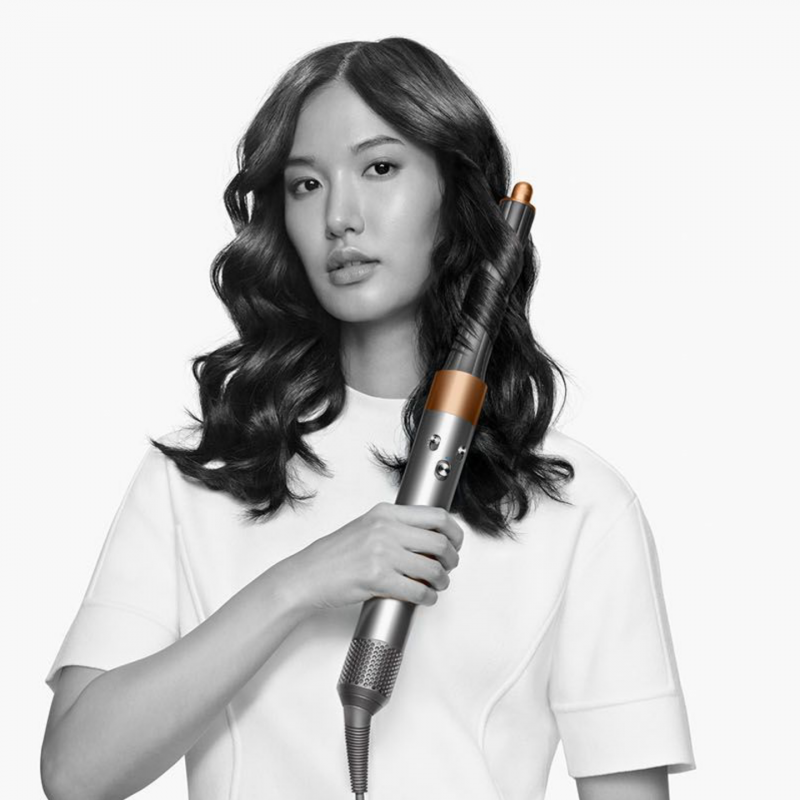 Μαξίλα για μαλλιά Dyson HS02 Airwrap Origin 112875-01, 1300W, 13,5 l/s, 3 ταχύτητες, 3 θερμοκρασίες, Αυτόματη μπούκλα, Προστασία από θερμική βλάβη, Νικέλιο/χαλκός