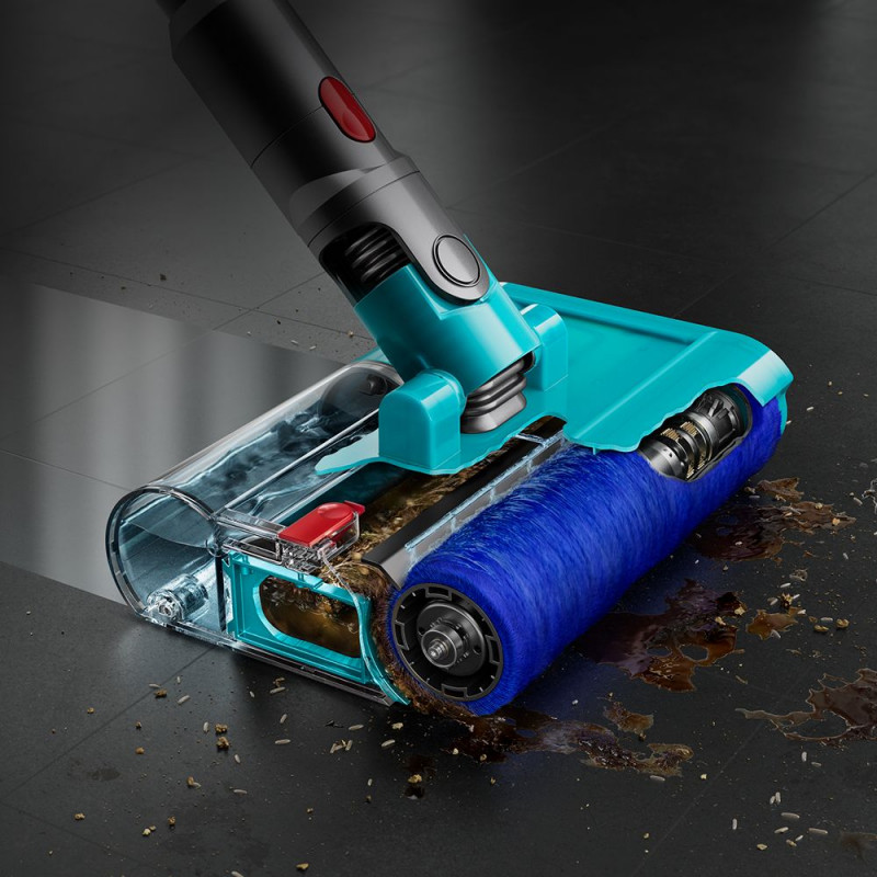 Κάθετη σκούπα Dyson V10 Cyclone Submarine 594446-01, 150AW, 0,76 l, 60 λεπτά, Στεγνό/υγρό, 3 λειτουργίες, Υγιεινή εκκένωση, Root Cyclone™, Νικέλιο/τυρκουάζ