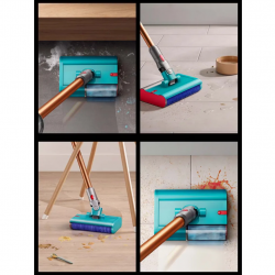 Κάθετη σκούπα Dyson V10 Cyclone Submarine 594446-01, 150AW, 0,76 l, 60 λεπτά, Στεγνό/υγρό, 3 λειτουργίες, Υγιεινή εκκένωση, Root Cyclone™, Νικέλιο/τυρκουάζ