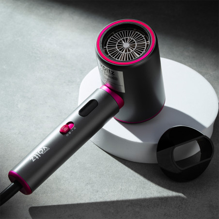 Στεγνωτήρας μαλλιών Oliver Voltz OV51100R, 2200W, 3 στάδια, μοτέρ DC, κρύος αέρας, ενδείξεις LED, γκρι/μωβ