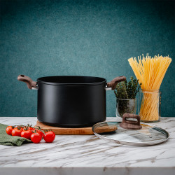 Κατσαρόλα Oliver Voltz Paris OV54418F24D, 24x15 cm, Αντικολλητική επίστρωση, Αισθητήρας θερμότητας, Επαγωγή, Μαύρο