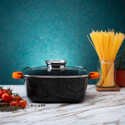 Ψησταριά Oliver Voltz OV54323C26A, 26 cm, 5.4 l, γυάλινο καπάκι, μαρμάρινο φινίρισμα, επαγωγή, μαύρο