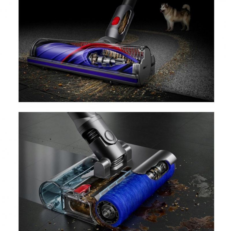 Κάθετη σκούπα Dyson V12s Detect Slim Submarine 485350-01, 140AW, 0,35 l, 60 λεπτά, Στεγνή/υγρή, 3 λειτουργίες, HEPA, Αισθητήρας σκόνης, Υγιεινή εκκένωση, LCD με δεδομένα σε πραγματικό χρόνο, Νικέλιο/κίτρινο