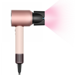 Στεγνωτήρας μαλλιών Dyson HD16 Supersonic Nural Ceramic Pink/Rose Gold Straight+Wavy 113407-01, 1600W, 3 ταχύτητες, 4 θερμοκρασίες, Αρνητικά ιόντα, 5 εξαρτήματα, Προστασία του τριχωτού της κεφαλής, Κεραμικό ροζ/ροζ χρυσό