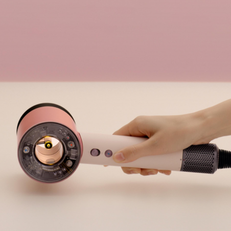 Στεγνωτήρας μαλλιών Dyson HD16 Supersonic Nural Ceramic Pink/Rose Gold Straight+Wavy 113407-01, 1600W, 3 ταχύτητες, 4 θερμοκρασίες, Αρνητικά ιόντα, 5 εξαρτήματα, Προστασία του τριχωτού της κεφαλής, Κεραμικό ροζ/ροζ χρυσό