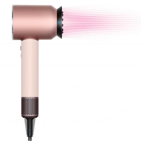 Στεγνωτήρας μαλλιών Dyson HD16 Supersonic Nural Ceramic Pink/Rose Gold Straight+Wavy 113407-01, 1600W, 3 ταχύτητες, 4 θερμοκρασίες, Αρνητικά ιόντα, 5 εξαρτήματα, Προστασία του τριχωτού της κεφαλής, Κεραμικό ροζ/ροζ χρυσό