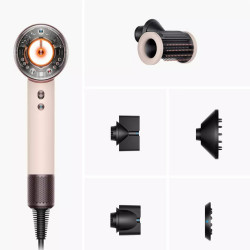 Στεγνωτήρας μαλλιών Dyson HD16 Supersonic Nural Ceramic Pink/Rose Gold Straight+Wavy 113407-01, 1600W, 3 ταχύτητες, 4 θερμοκρασίες, Αρνητικά ιόντα, 5 εξαρτήματα, Προστασία του τριχωτού της κεφαλής, Κεραμικό ροζ/ροζ χρυσό