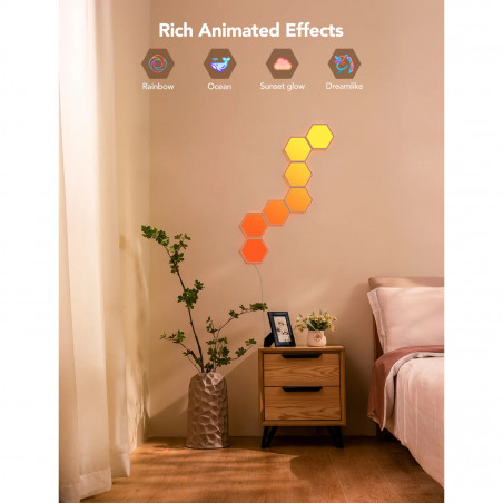 Σετ 10 τεμαχίων Smart LED πάνελ Govee Glide Hexa RGBIC H6061, Μουσική συγχρονισμός, Wi-Fi, Φωνητικός έλεγχος, Λευκό