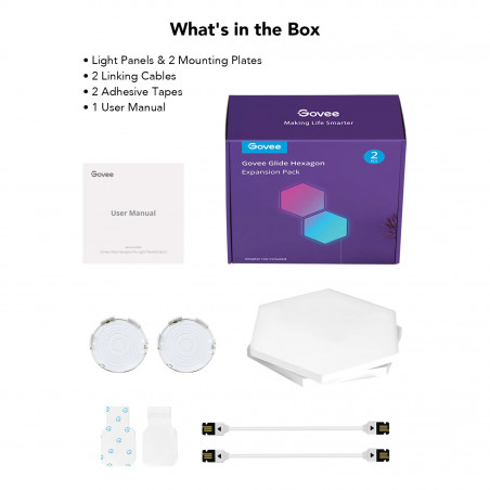 Σετ 10 τεμαχίων Smart LED πάνελ Govee Glide Hexa RGBIC H6061, Μουσική συγχρονισμός, Wi-Fi, Φωνητικός έλεγχος, Λευκό