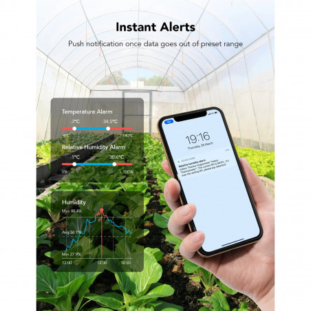 Θερμόμετρο και υγρόμετρο εσωτερικού χώρου Govee H5075, Bluetooth, Ένδειξη θερμικής άνεσης, Οθόνη LCD, Λευκό