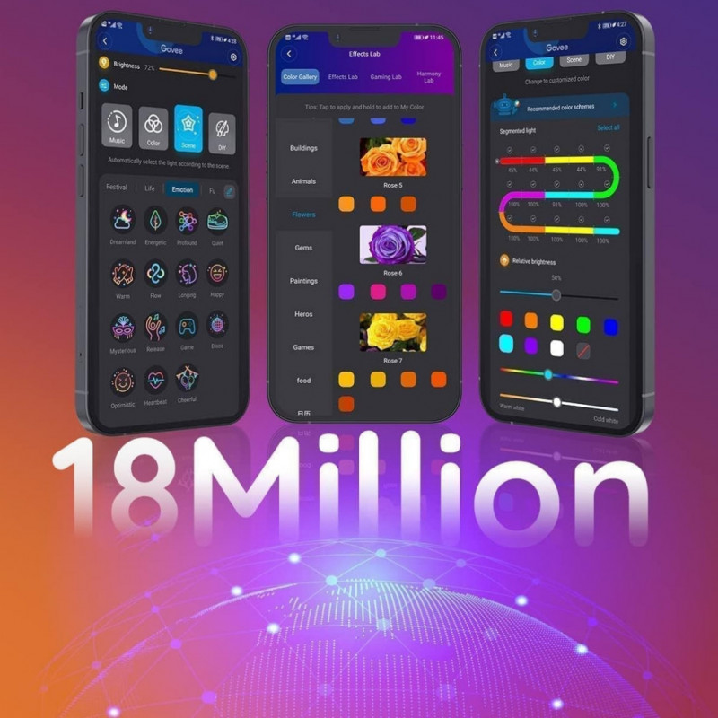 Έξυπνη λωρίδα LED Govee RGBIC H618A3D1, 12W, 5 m, 90 LED, Wi-Fi, Bluetooth, Alexa, φωνητικός και κινητός έλεγχος, λευκό