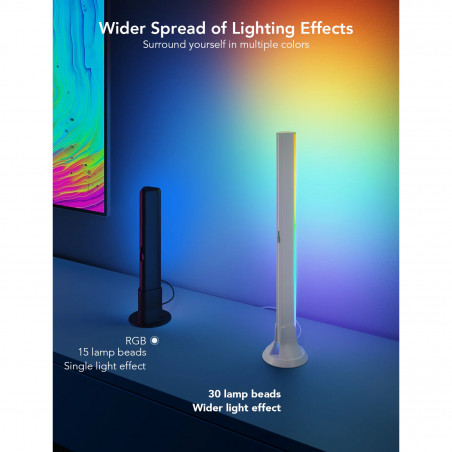 Σετ 2 έξυπνων LED λαμπτήρων για τηλεόραση Govee H6046 RGBIC, 24W, Διευθυνσιοδοτούμενα χρωματικά τμήματα, Wi-Fi, Bluetooth, Govee Home, Μαύρο