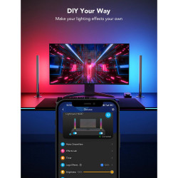 Σετ 2 Smart LED gaming λάμπες Govee RGBIC H6047, 24W, Διευθυνσιοδοτούμενα έγχρωμα τμήματα, Wi-Fi, Bluetooth, Govee Home, Μαύρο