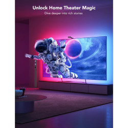 Έξυπνη λωρίδα LED για τηλεόραση Govee Envisual T2 RGBIC H605C, 36W, Διευθυνσιοδοτούμενα έγχρωμα τμήματα, Wi-Fi, Bluetooth, Έως 65" TV, Χρωματική συγχρονισμός, Φωνητικός έλεγχος, Μαύρο