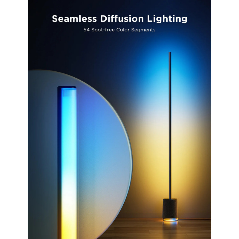 Govee Floor Lamp Pro RGBICWW H6079 Έξυπνη λάμπα LED, 170 cm, 48W, 2100 lm, 6500K, Wi-Fi, Bluetooth, Govee Home, Μαύρο