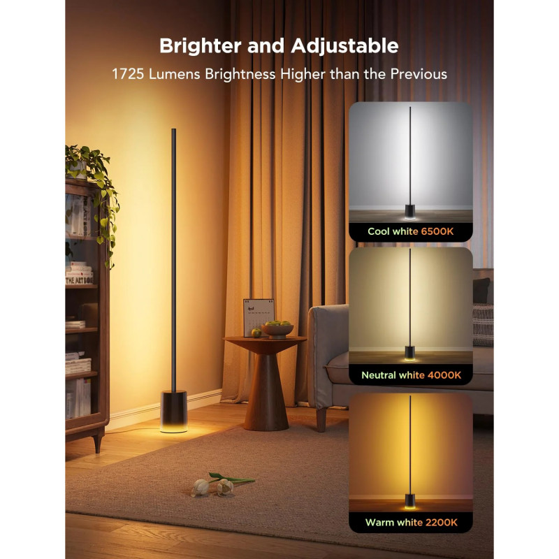 Govee Floor Lamp 2 RGBICWW H607C Έξυπνη λάμπα LED, 152 cm, 30W, 1725 lm, 6500K, Wi-Fi, Bluetooth, Govee Home, Μαύρο
