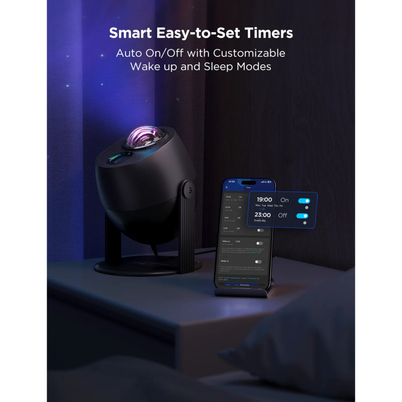 Έξυπνη λάμπα τύπου προβολέα για αστέρια Govee Star Light Projector H6093, 12W, RGBW, φωνητικός έλεγχος, Wi-Fi, Bluetooth, μαύρο