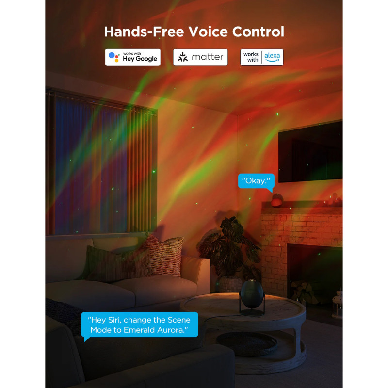 Έξυπνη λάμπα τύπου προβολέα για αστέρια Govee Star Light Projector H6093, 12W, RGBW, φωνητικός έλεγχος, Wi-Fi, Bluetooth, μαύρο