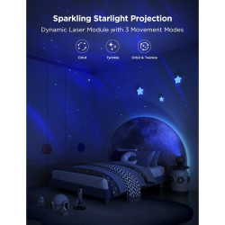 Έξυπνη λάμπα τύπου προβολέα για αστέρια Govee Star Light Projector H6093, 12W, RGBW, φωνητικός έλεγχος, Wi-Fi, Bluetooth, μαύρο