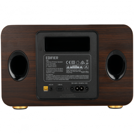 Ηχείο Edifier D32 BL-WALNUT, 60W, 11 ώρες, Hi-Res Audio/Wireless, Bluetooth 5.3, Wi-Fi, Apple Airplay2, DRC, DSP,  Ξύλινο περίβλημα, Μαύρο καρυδιά/καφέ