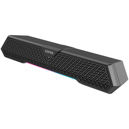 Soundbar Edifier MG250 2.0, 5W RMS, 38,32 cm, Bluetooth V5.3, είσοδος USB-A με ενσωματωμένη κάρτα ήχου, λειτουργίες για παιχνίδια και φώτα, RGB, μικρόφωνο MEMS, μαύρο