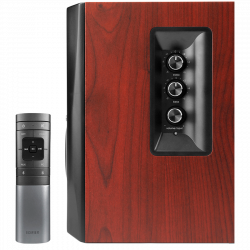 Ηχοσύστημα Edifier S350DB, 150W RMS, 8" υπογούφερ, 2x3,5" δρομολογητές, 3/4" τουίτερ, Bluetooth 5.1, Τηλεχειριστήριο, Σώμα MDF, Καφέ