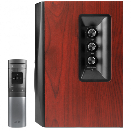 Ηχοσύστημα Edifier S350DB, 150W RMS, 8" υπογούφερ, 2x3,5" δρομολογητές, 3/4" τουίτερ, Bluetooth 5.1, Τηλεχειριστήριο, Σώμα MDF, Καφέ