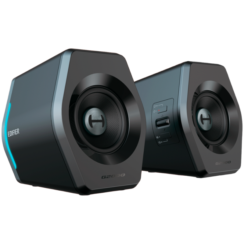 Γκάιμερ ηχεία Edifier G2000 2.0 BL, 16W RMS, BT V5.1, USB, AUX, RGB, Hi-Fi, 3 λειτουργίες, Μνήμη ρυθμίσεων, Μαύρο
